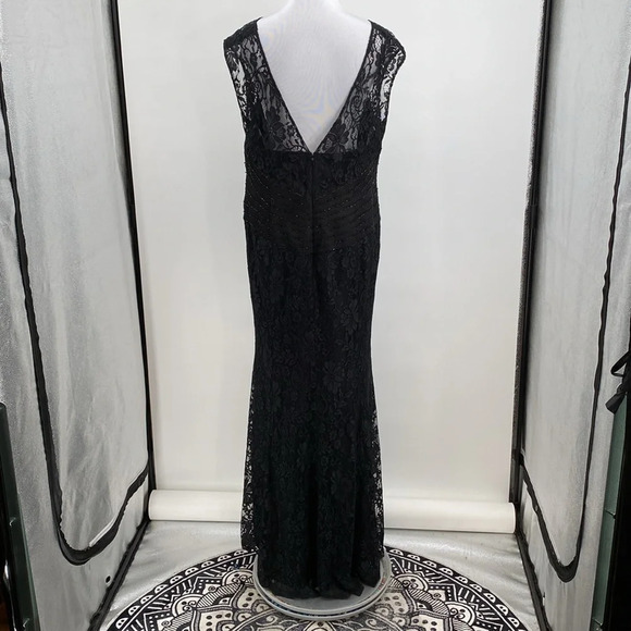 Jade Couture Formal Mother of the Bride Dress Womens Size 16 Black Lace Beaded - Picture 7 of 14